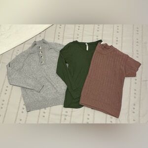 Assorted women’s sweaters/long sleeve - Gray, Green, and Brown